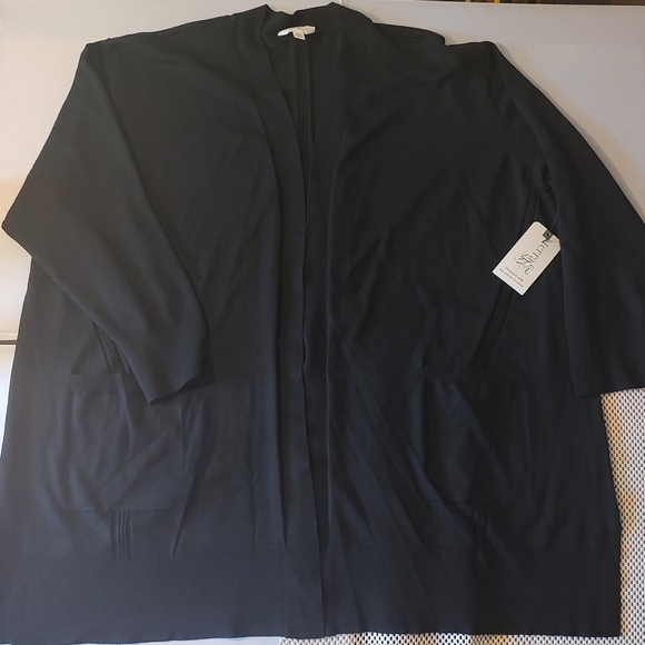 Terra & Sky Women's Size 4X (28W-30W) Fine Gauge Cardigan Lightweight Black Soot - Picture 5 of 8